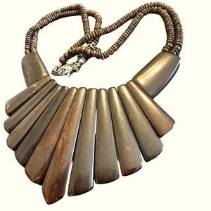 Ethnic Tribal Wooden Bead Statement Necklace